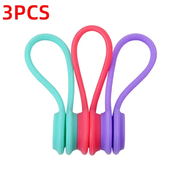Bridas magnéticas para cables, organizador enrollador de cables de silicona, soporte de almacenamiento para auriculares, Clips para Cable de datos de auriculares, 3-12 Uds.: Blanco