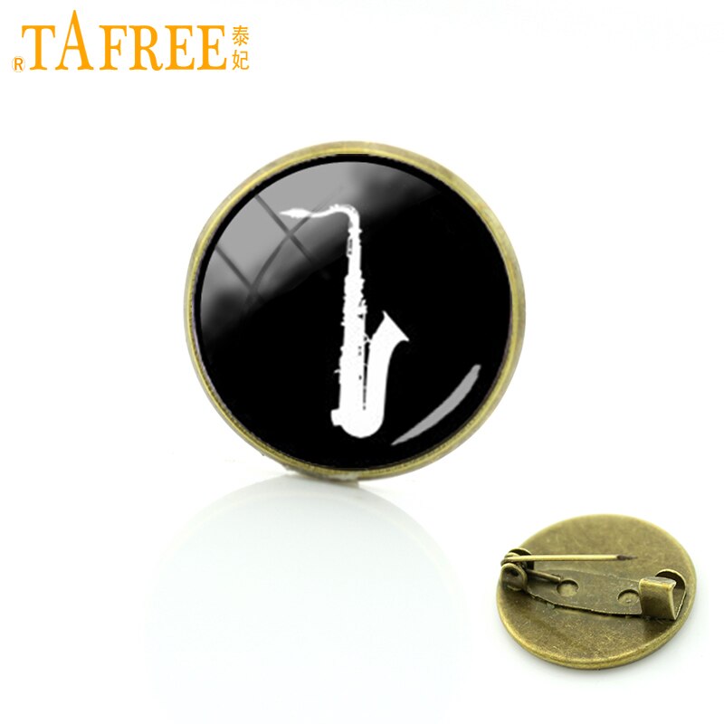 TAFREE Neuheit musical instrument Saxophon silhouette broschen vintage romantische musiker zubehör pin musik abzeichen T502