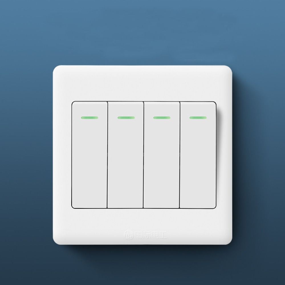 Wall Switches 1/2/3/4 Gang 1Way Button Wall Light Switch Panel On / Off Push Buttons with LED Lamp Home Accessories: Brown