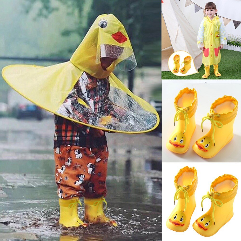 Infant Kids Children Baby Cartoon Rubber Waterproof Warm Boots Rain Shoes Children's Waterproof Shoe Color Non-Slip Rainboots