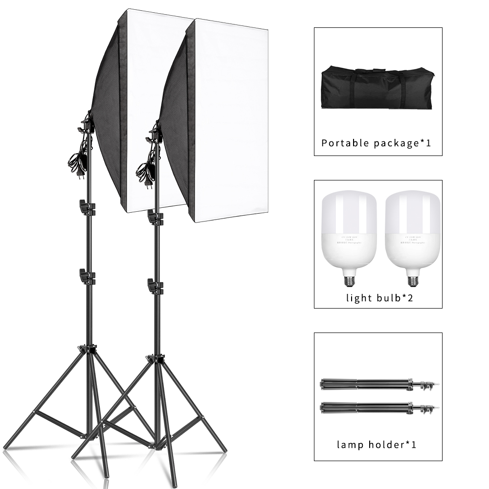 20-135W Softbox Verlichting Kit 50x70CM Fotografie LED Lamp Professionele Continu Licht Systeem Apparatuur voor Fotostudio