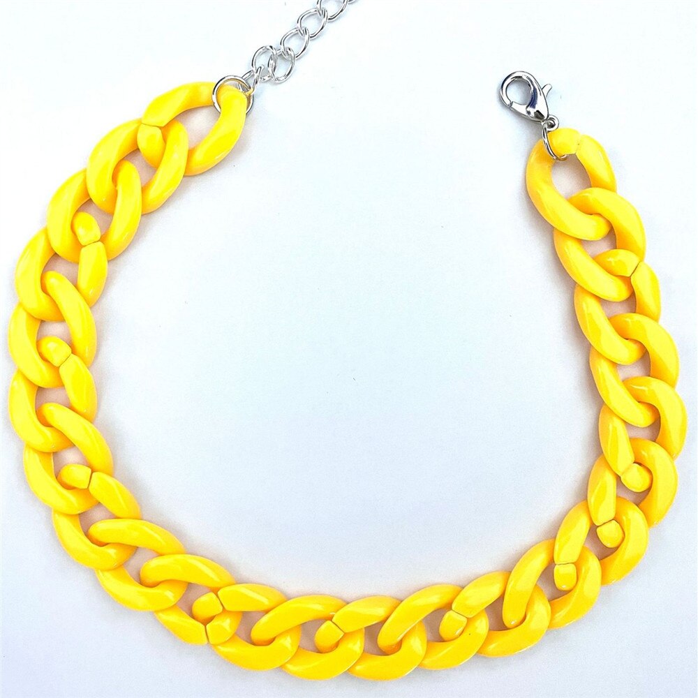 Catena da collo da donna moda collana spessa acrilica colorata per donna uomo boemia plastica girocollo collana gioielli regali: Yellow