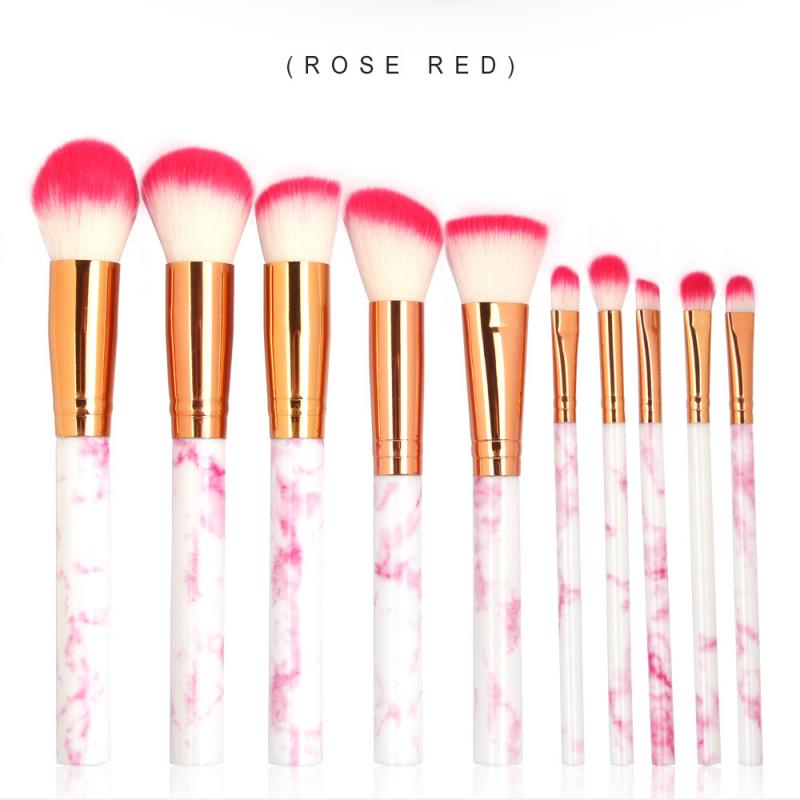 10 stuks/set maange marmer make-up kwast roze oogschaduw kwast foundation kwast contour kwast make-up tools: 03