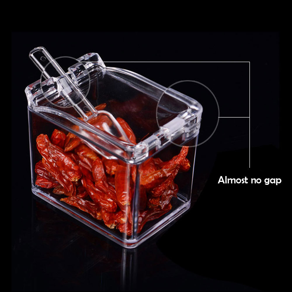 4 unids/set claro estante de condimentos recipientes para especias almacenamiento contenedor condimento jarras Cruet con cubierta y cuchara utensilios de cocina suministros