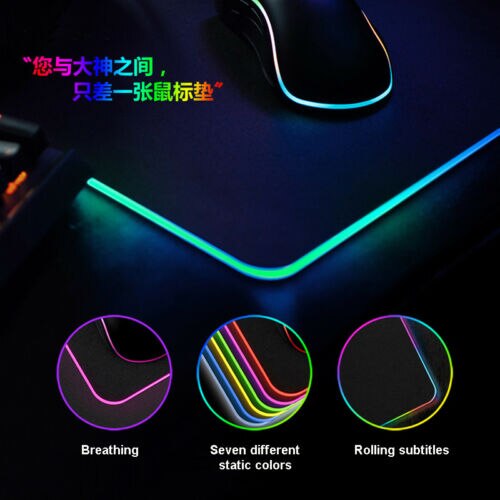 RGB Gaming Muismat Rubber Mat RGB Kleurrijke LED Verlichting Gaming Muismat Voor PC Computer 3D24