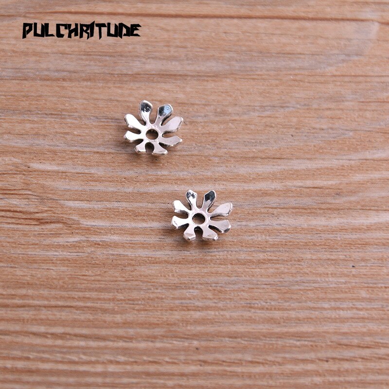 60pcs 3*10*11mm Two Color Bead Caps Charm Hollow Small Flower Pendants Jewelry Accessories DIY Receptacle Charms