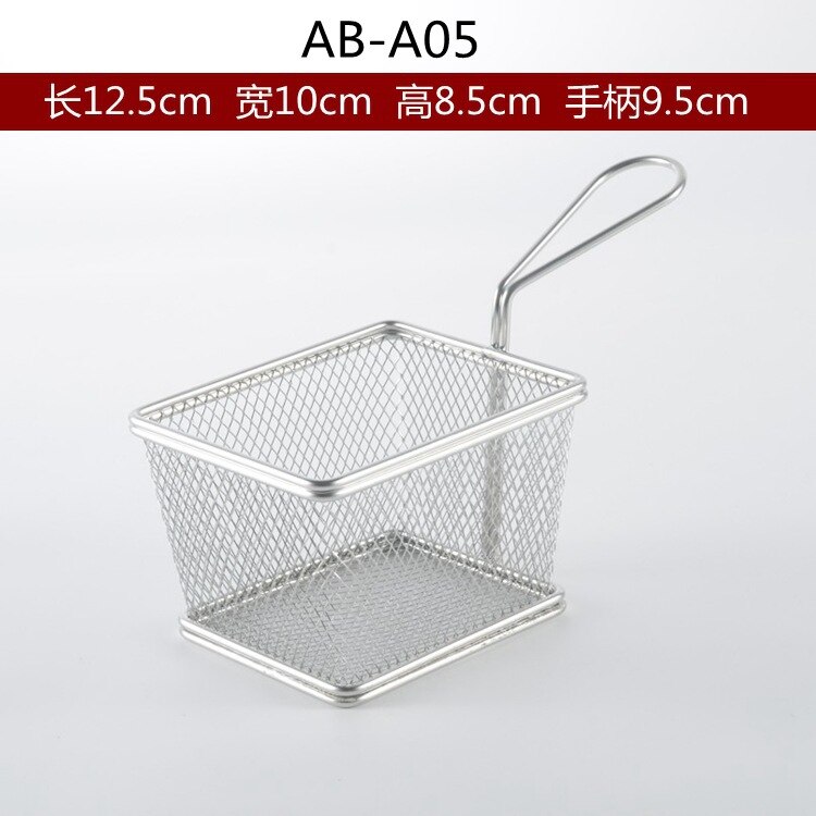 Mini French Deep Fryers Basket Net Mesh Fries Chip Kitchen Tool Stainless Steel Fryer Home Mini French Fries Baskets Strainer: Silver B
