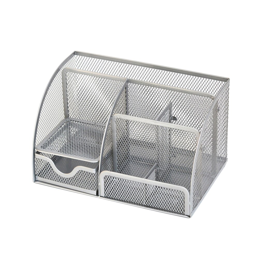 Metal Desk Organizer Combination Pencil Pen Badge Holder Drawer Storage Stationery Ruler Office School Supplies Large Capacity: 10