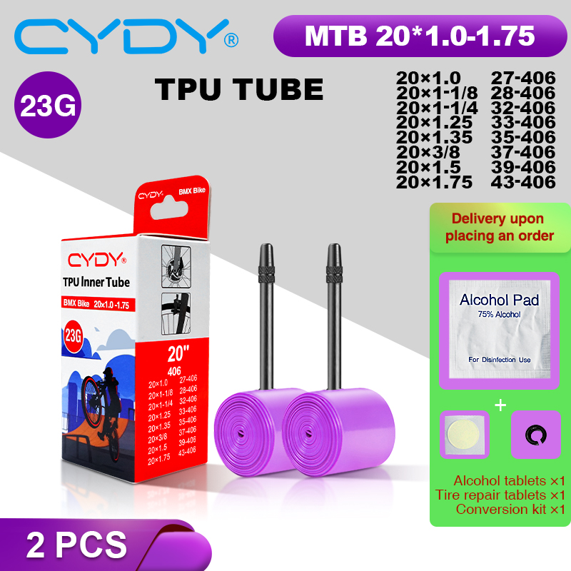 23g CYDY TPU Bike Inner Tube Camera 20" 406 20x1.0 1-1/8 1-1/4 1.25 1.35 1-3/8 1.5 1.75 pneu Valve 45/65mm BMX Bicycle Tire Tyre: GRAY / 40mm
