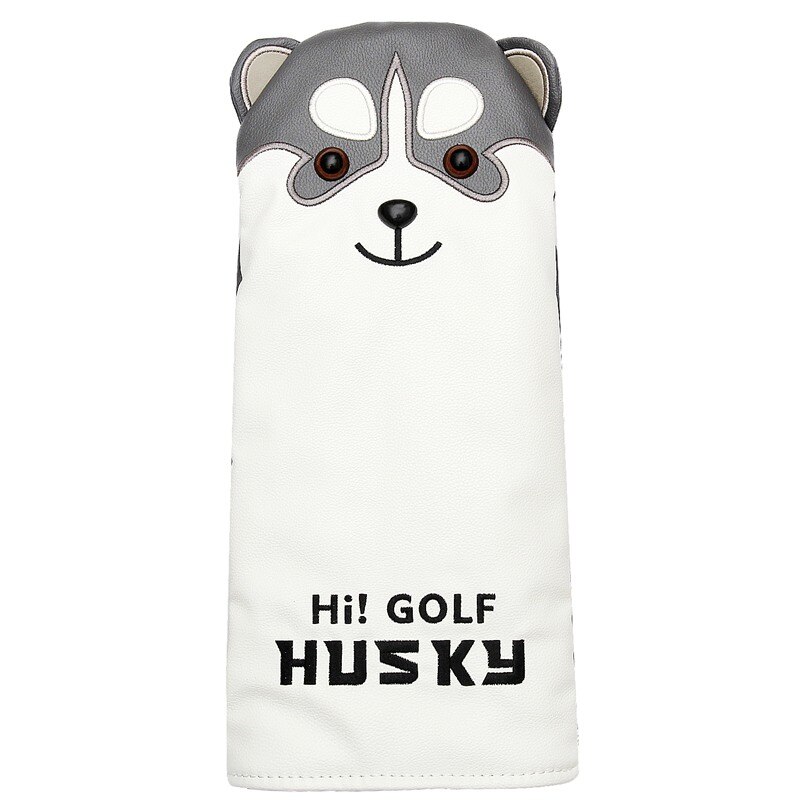 Belle Husky Golf pilote tête couverture Animal de bande dessinée #1 #3 #5 #7 bois PU cuir couvre-chef anti-poussière