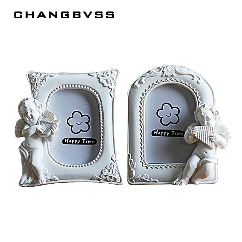 Liten engel 1pc bilderamme koreansk 2 tommer hvit mini fotoramme hjemmeinnredning harpiks bildealbum for barn, ramka na zdjecie