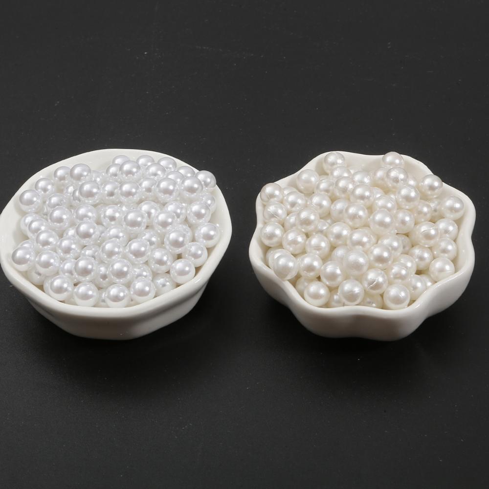 300 stk runde 5mm hvide / elfenben farve uden hul akryl imitation perleperler løse perler til smykker gør diy håndværk dekoration