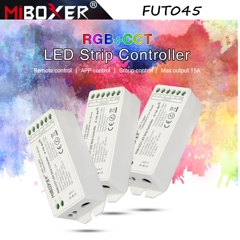 Miboxer FUT045 RF DC12-24V RGB+CCT LED Strip Controller Smart LED Control System 2.4GHZ Wireless Remote/APP control: Default Title