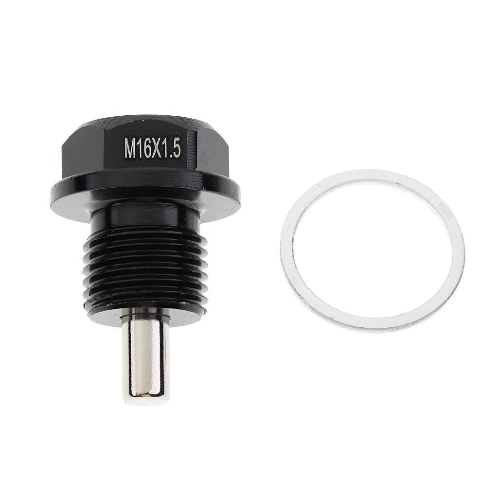 M16x1.5 Metal Magnetic Oil Drain Plug Bolt Screw Sump Nut With Washer Black