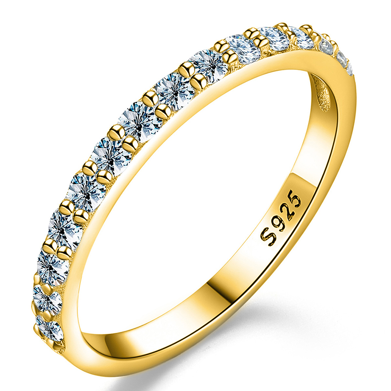 Diamant Welt Luxus echte Moissan ite Diamant Solitär stapelbare Ringe für Frauen Sterling Silber Ewigkeit Hochzeits schmuck: Schwarz / 5