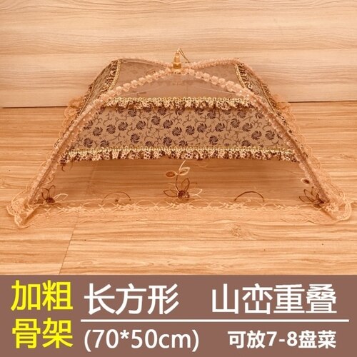 Dish cover good folding food cover dish cover large food umbrella cover lace: H74-70x50cm