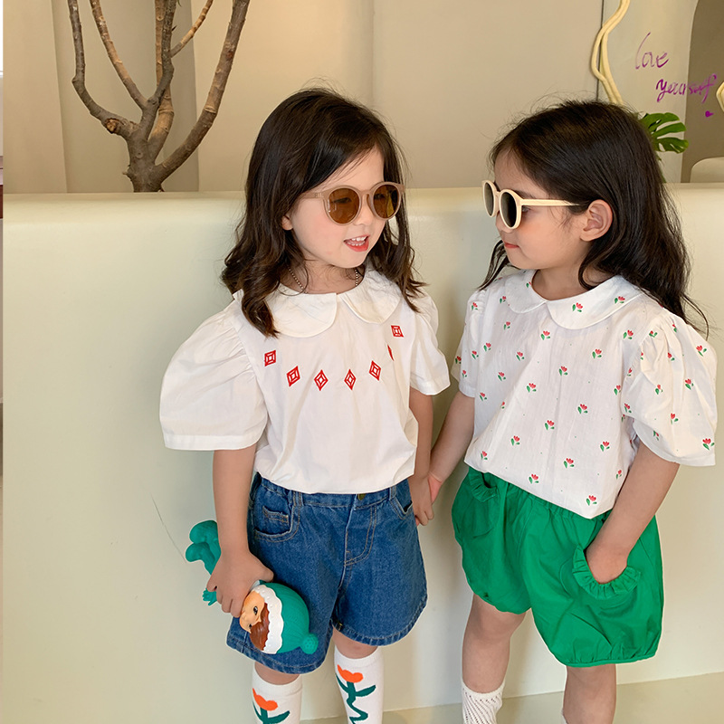 1828C abbigliamento per bambini camicia per bambina 2022 estate nuovo ricamo dolce camicia per bambina top 1-7 anni camicette per bambini