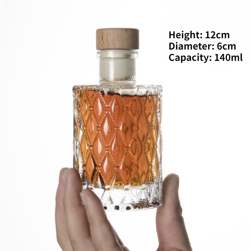 140-250ml Mini Diamond-Shaped Small Wine Bottle with Cork Stripes Whiskey Brandy Vodka Shochu Fruit Wine Hip Flask Decanter: Light Grey