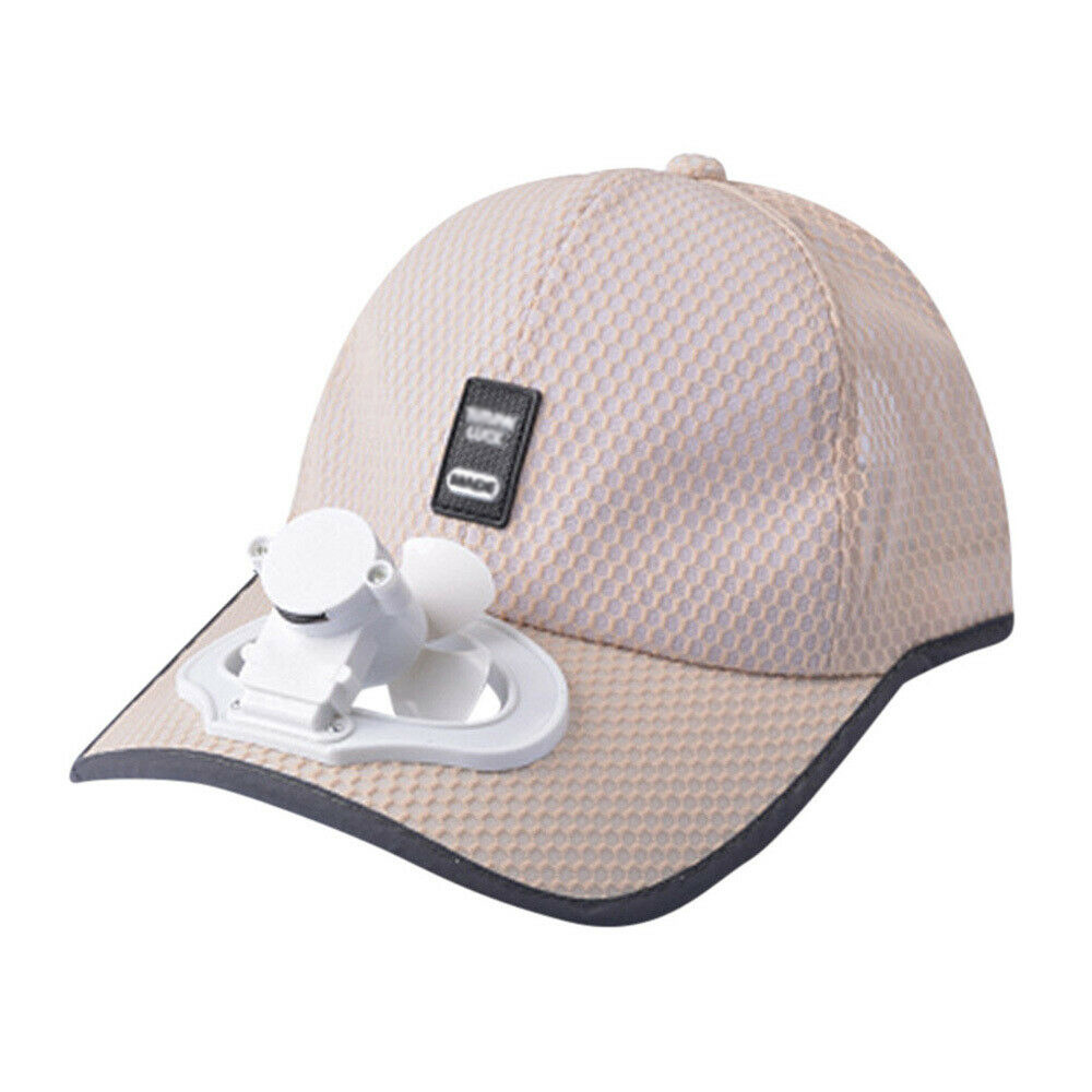 Zomer Fan Cooling Baseball Cap Hoed Usb Opladen Ademend Schaduw Zonnebrandcrème Hoed Vereist Vissen Zomer Sport Outdoor: beige