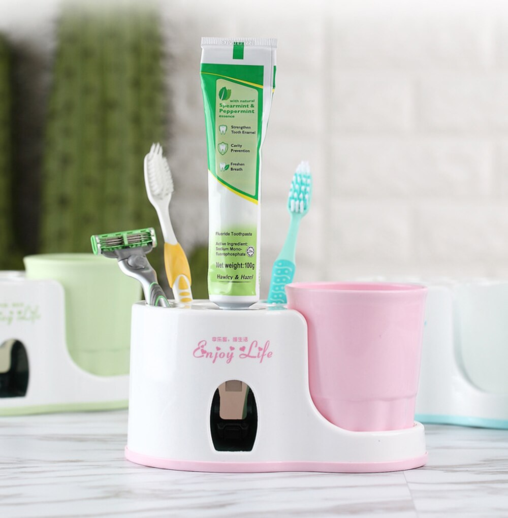Automatisk tandpasta klemme håndfri tandpasta klemme dispenser let tryk tandpasta holder badeværelse værktøjer