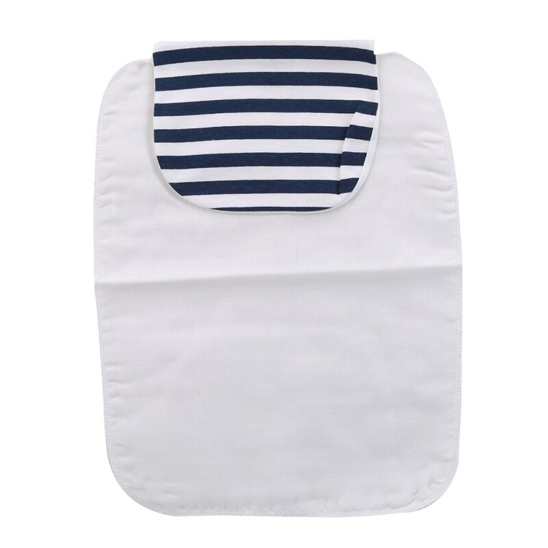 Toalla de sudor a rayas de algodón suave para bebé recién nacido, paño de lavado, gasa, toallitas de sudor para niños, toalla transpirable de humedad para el cuidado del bebé: Navy Blue