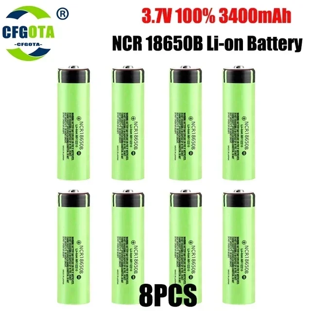 NCR18650 3400mAh Battery Ncr18650b 34B 3.7V 18650 3400mah Toy batteries Rechargeable Lithium Battery Flashlight 18650 Battery: Beige