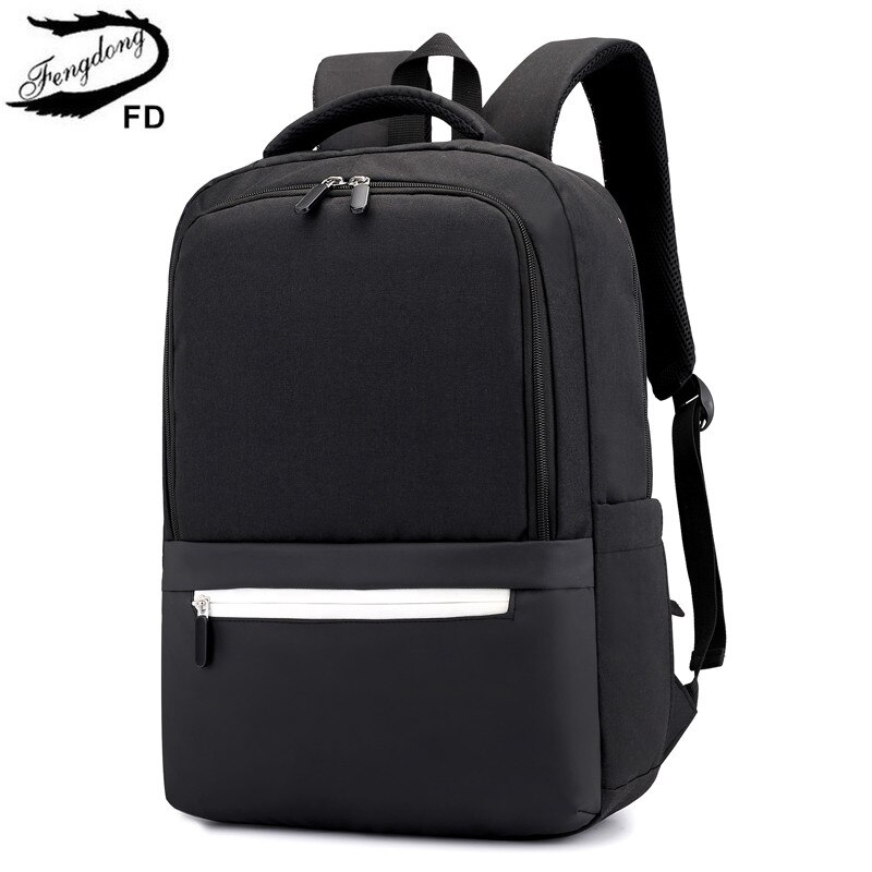 Fengdong school bags for boys student waterproof school backpack for boy laptop bag male luggage travel backpack: black