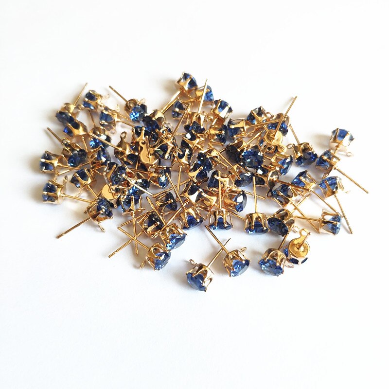 choose color) 200pcs copper with glass rhinest Stud earring/earrings accessories/Earring parts for jewelry making