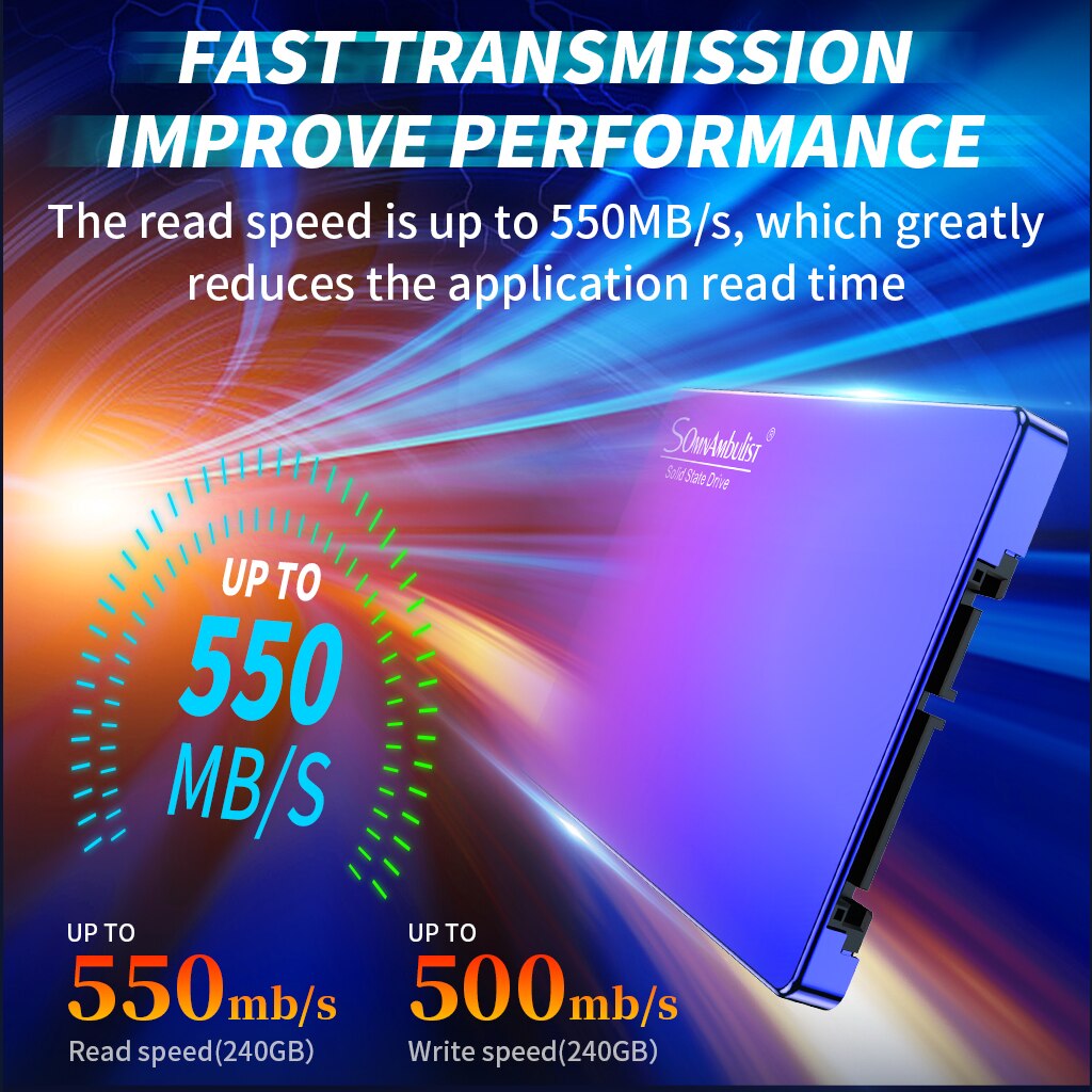 Unità a stato solido SSD blu viola sfumato 480G computer desktop 240G notebook unità a stato solido 2t ad alta velocità 120g 60g