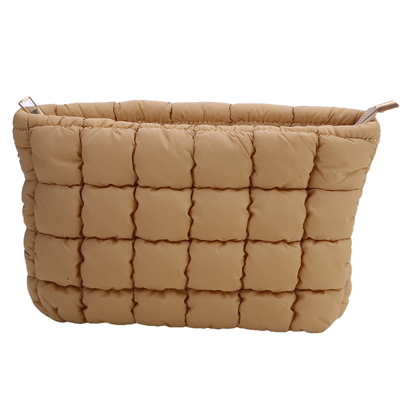 Women Makeup Pouch Padded Quilted Makeup Storage Bag Puffer Makeup Bag Large Cosmetic Organizer Bag Clutch Handbag Beauty Case: Blue