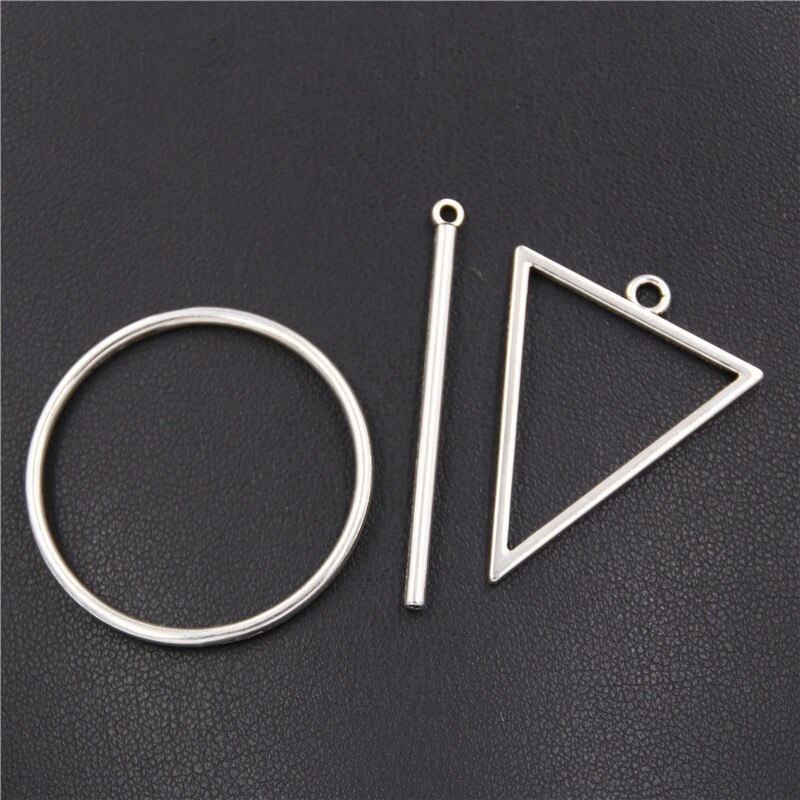 30 Uds. De Joyería de aleación, dijes de palo triangular, bandeja colgante en blanco hueco, dijes de bisel, DIY, hecho a mano: mix
