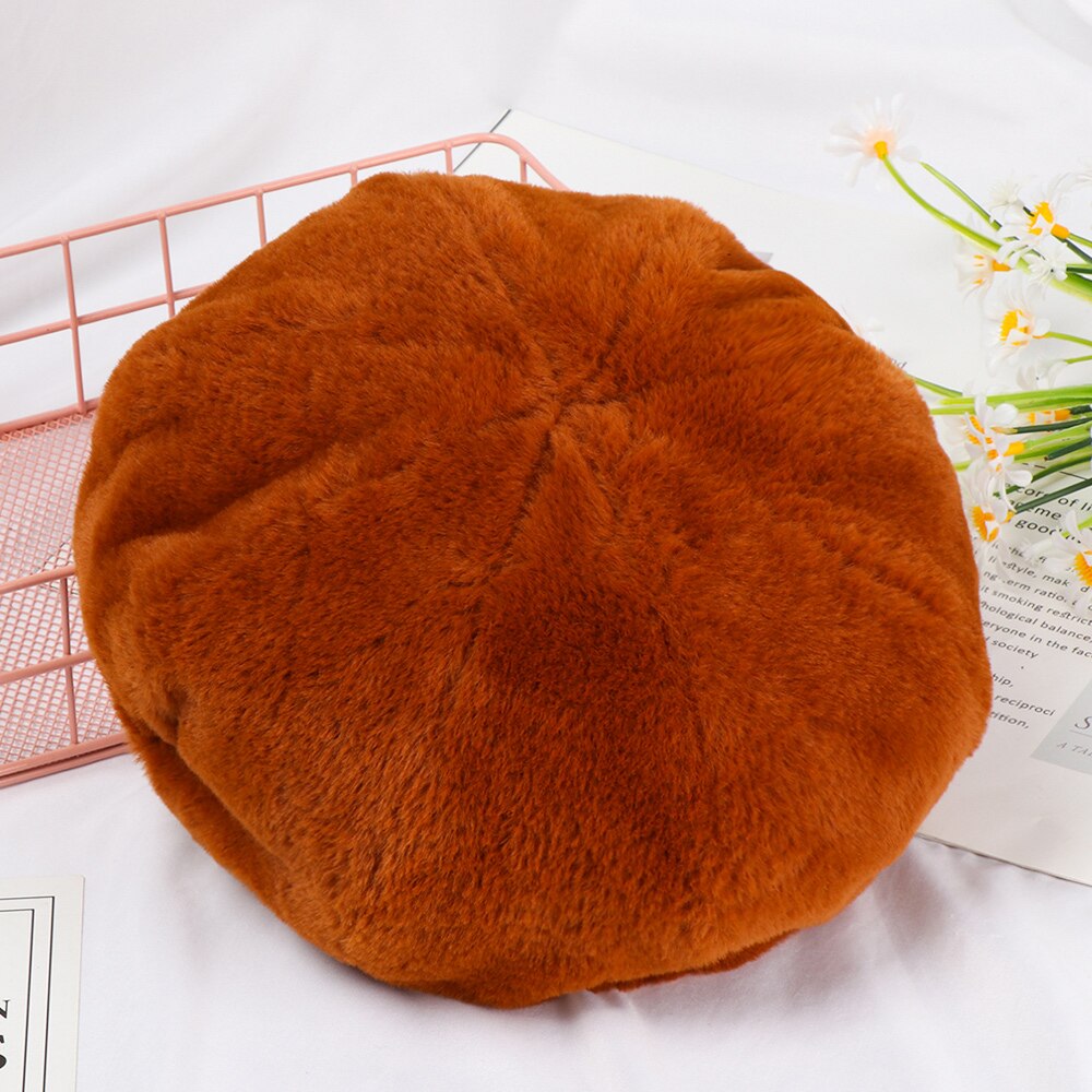 1PC Classic Beret Hat Women Soft Plush Pure Color Autumn Winter Beret Wool Outdoor Warm