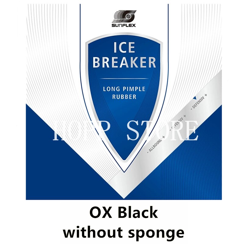 Sunflex Icebreaker Lange Pips-Out Tafeltennis/Pingpong Rubber Met Spons Rubber Zonder Spons (Bovenvel Ox): OX Black