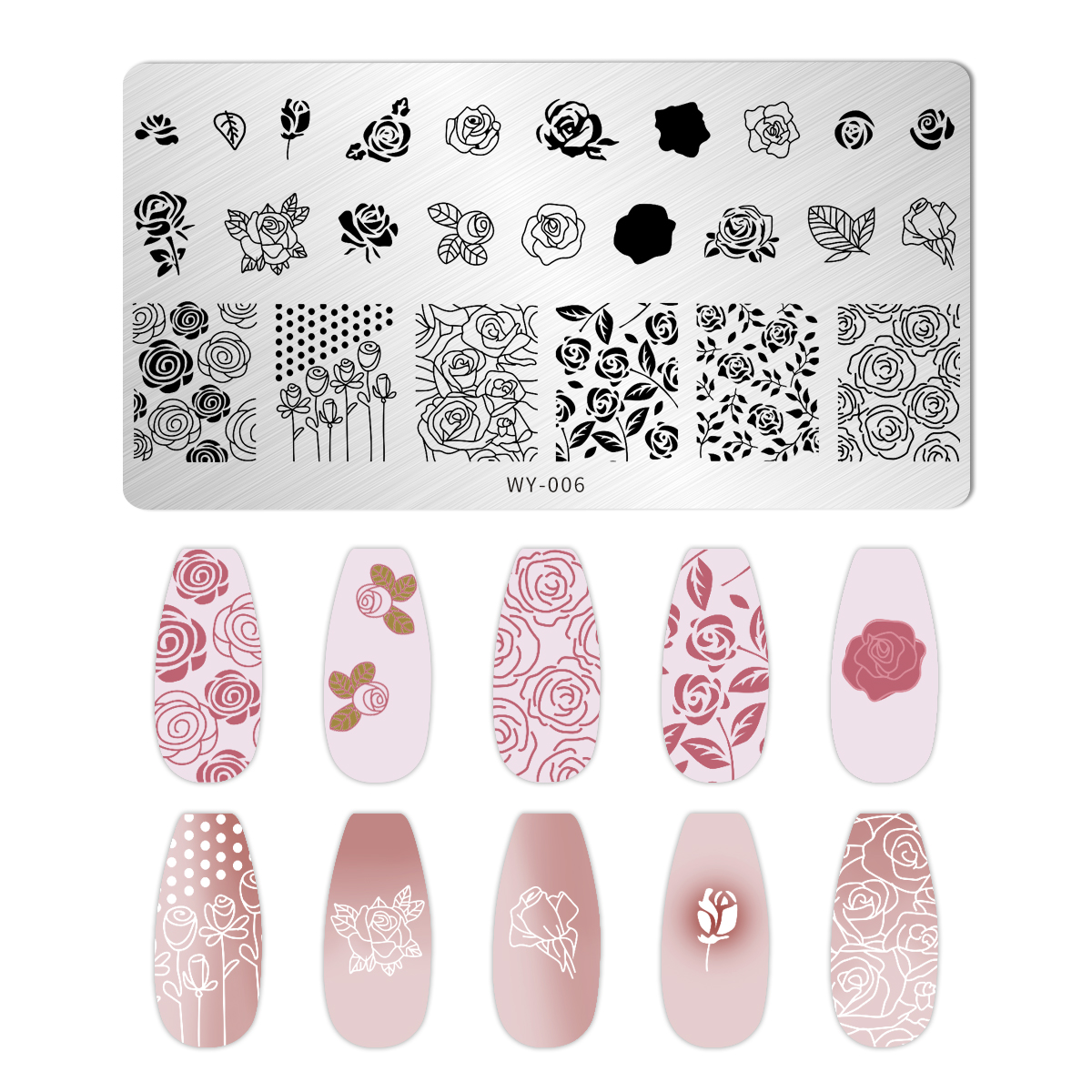 Blätter Blume Streifen Gänseblümchen Stempelplatten Lotus Rose Nagelstempel Vorlagen Aprikosen Blumendruck Schablonen Vorlagen