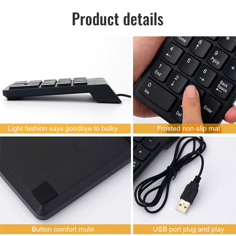 Universelt numerisk tastatur usb ledning mini tal tastatur tastatur tastatur til bærbar stationær pc computer numerisk tastatur 18 taster tastatur revisor