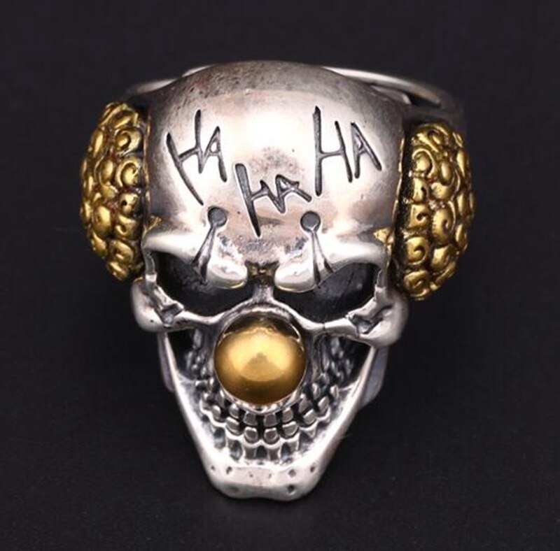 Mens Titanium Steel Top Yellow Nose Clown Locomotive Ring Gotham Clown Ring Jewelry