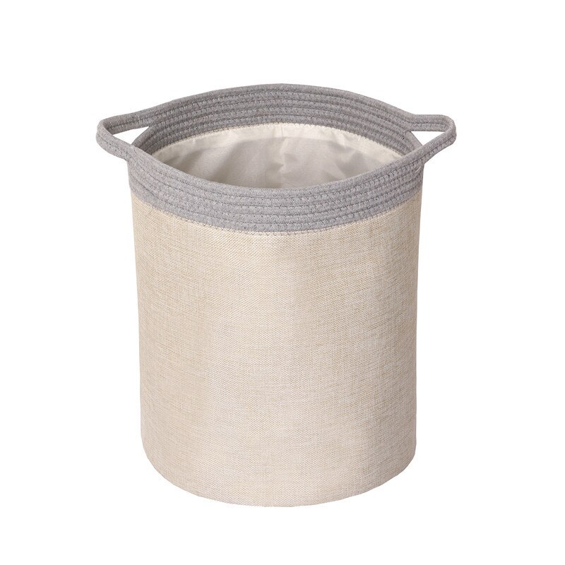 Imitation Cotton And Linen Storage Storage Box Foldable Storage Basket Housekeeping Container Organizers: Khaki ash