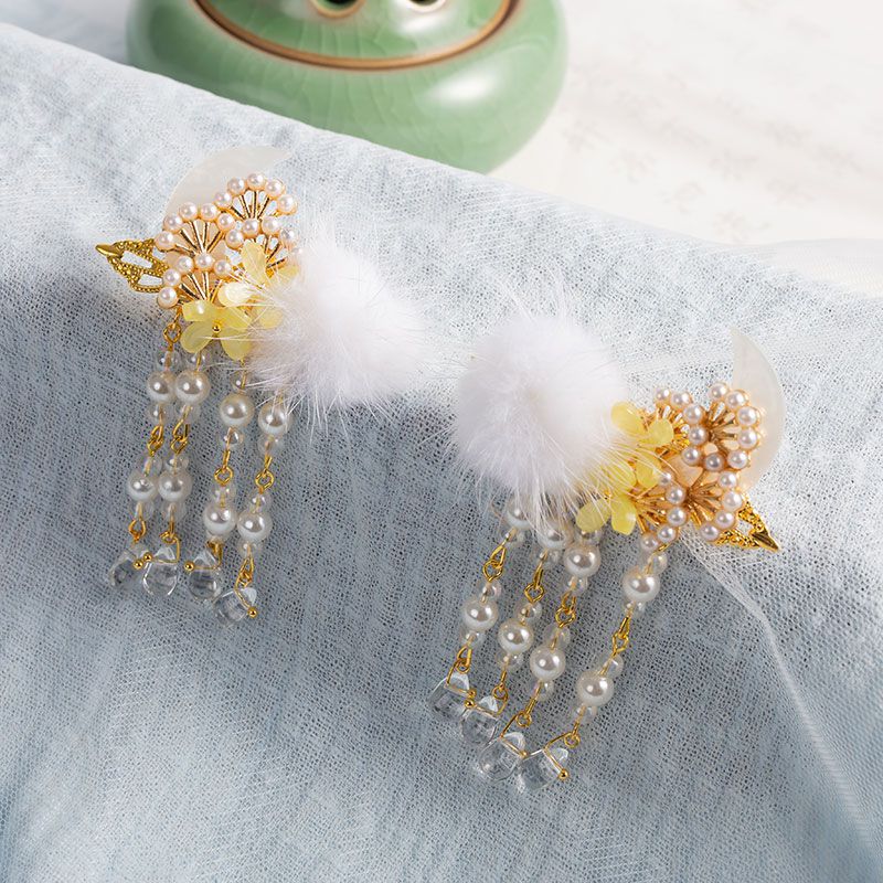 Niedliche haaraccessoires für mädchen, vintage-pompon-hanfu-haarnadel