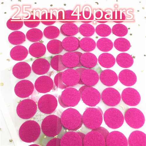 40pair 25mm Colorful Velcros Adhesive Self Adhesive Fastener Tape Hooks And Loops Strong Glue Magic Tape Dot Sticker Nylon Disc: 25mm rose red 40pair