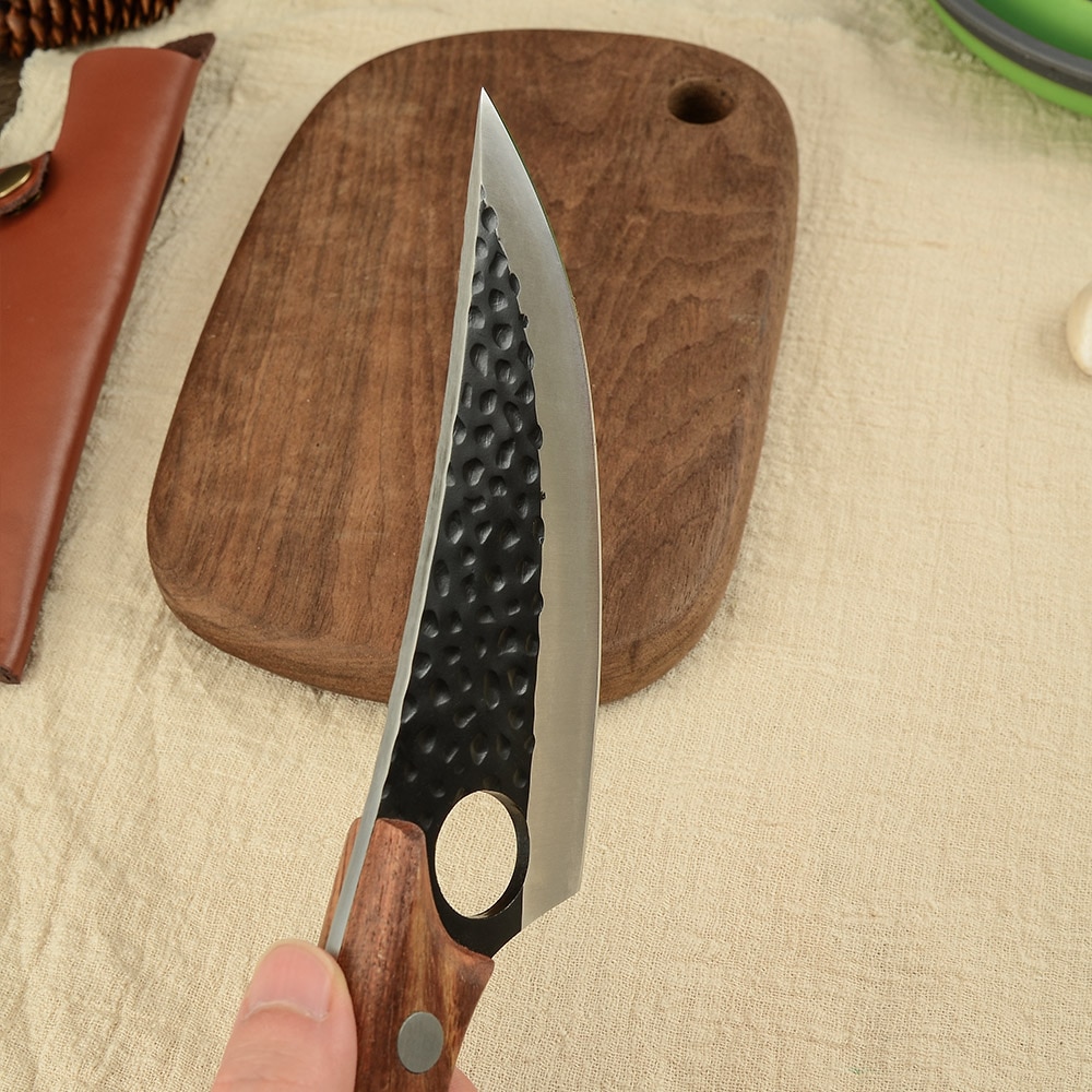 XYJ couteaux à désosser de Chef de cuisine en acier inoxydable forgé de 6 pouces, couperet à viande de pêche, couteau de boucher de chasse, outil de couverture de gaine