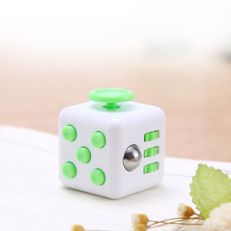 Dice Toys Anxiety Stress Relief Attention Decompression Plastic Focus Multifunctional Six Sides Gaming Toy Children Adult: Green (54G)