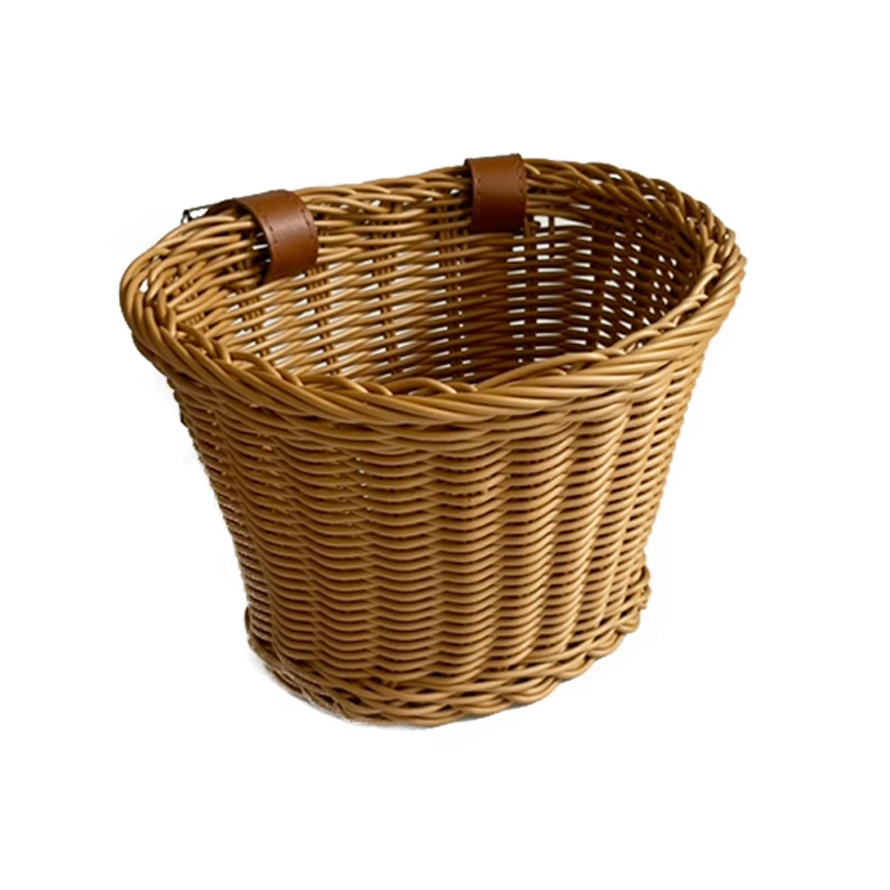 Cestino portaoggetti fatto a mano durevole e impermeabile Borsa per bagagli staccabile Cestino anteriore per passeggino per borsa in rattan intrecciato per scooter da bici per bambini: Default Title