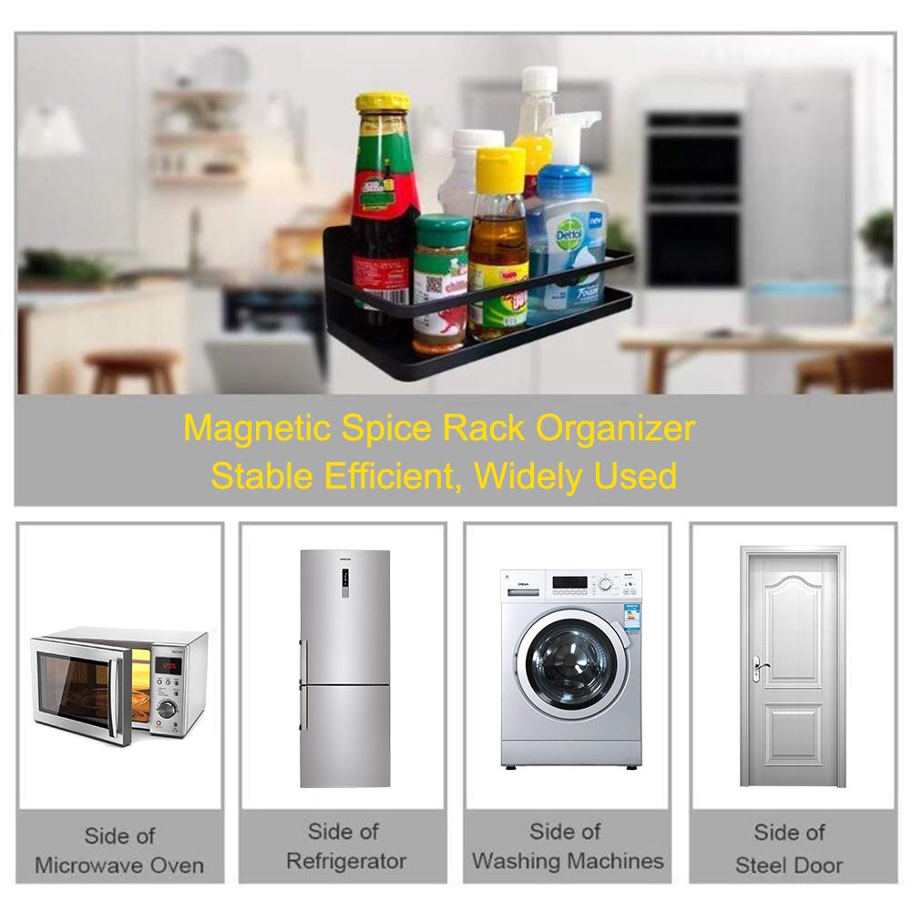 Étagère magnétique en acier inoxydable, solide et Durable pour le stockage des épices au réfrigérateur, organisateur de cuisine, étagère d&#39;assaisonnement