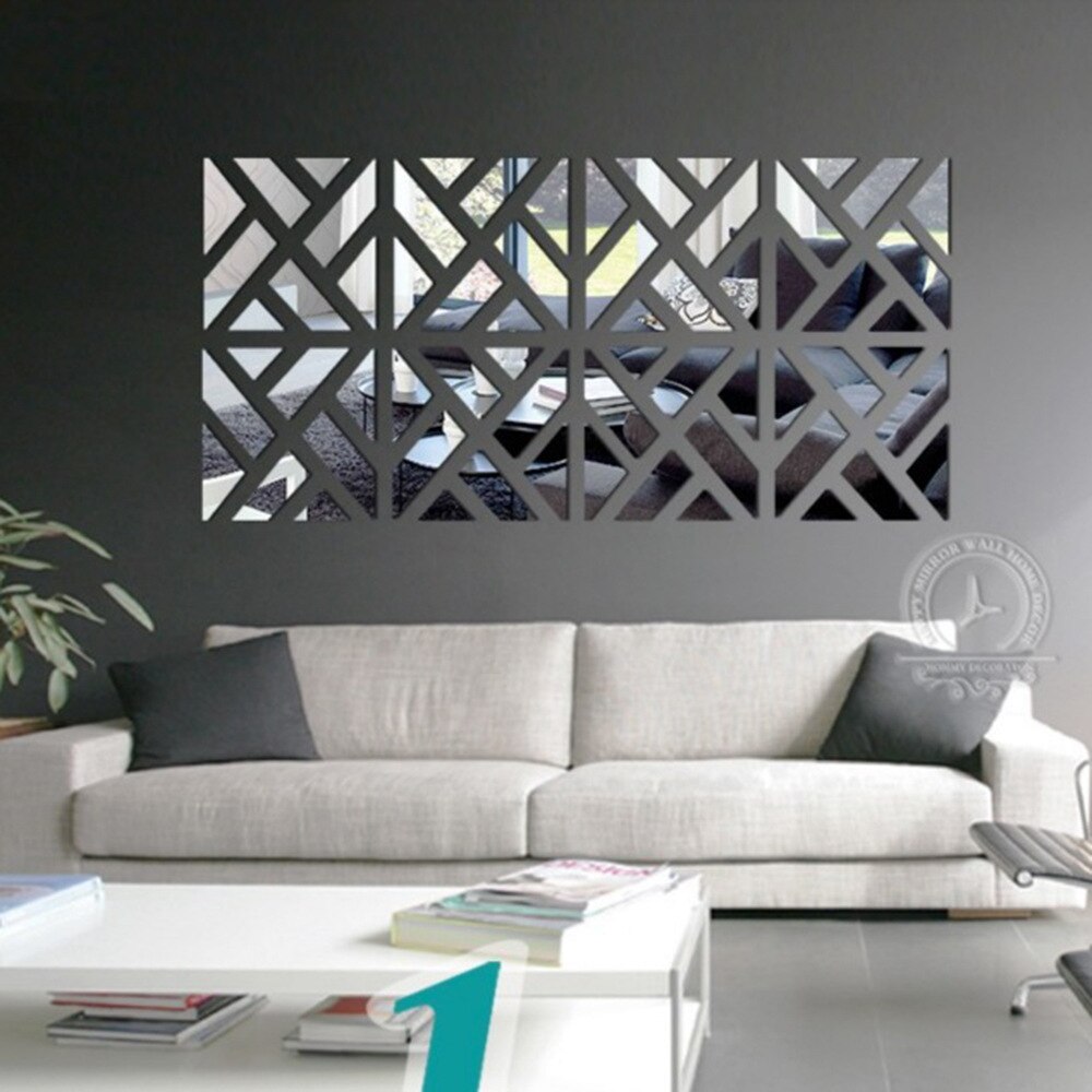 Decorate Home 3D geometry art wall mirror sticker decoration Decals mural painting Removable Decor Wallpaper LF-1247