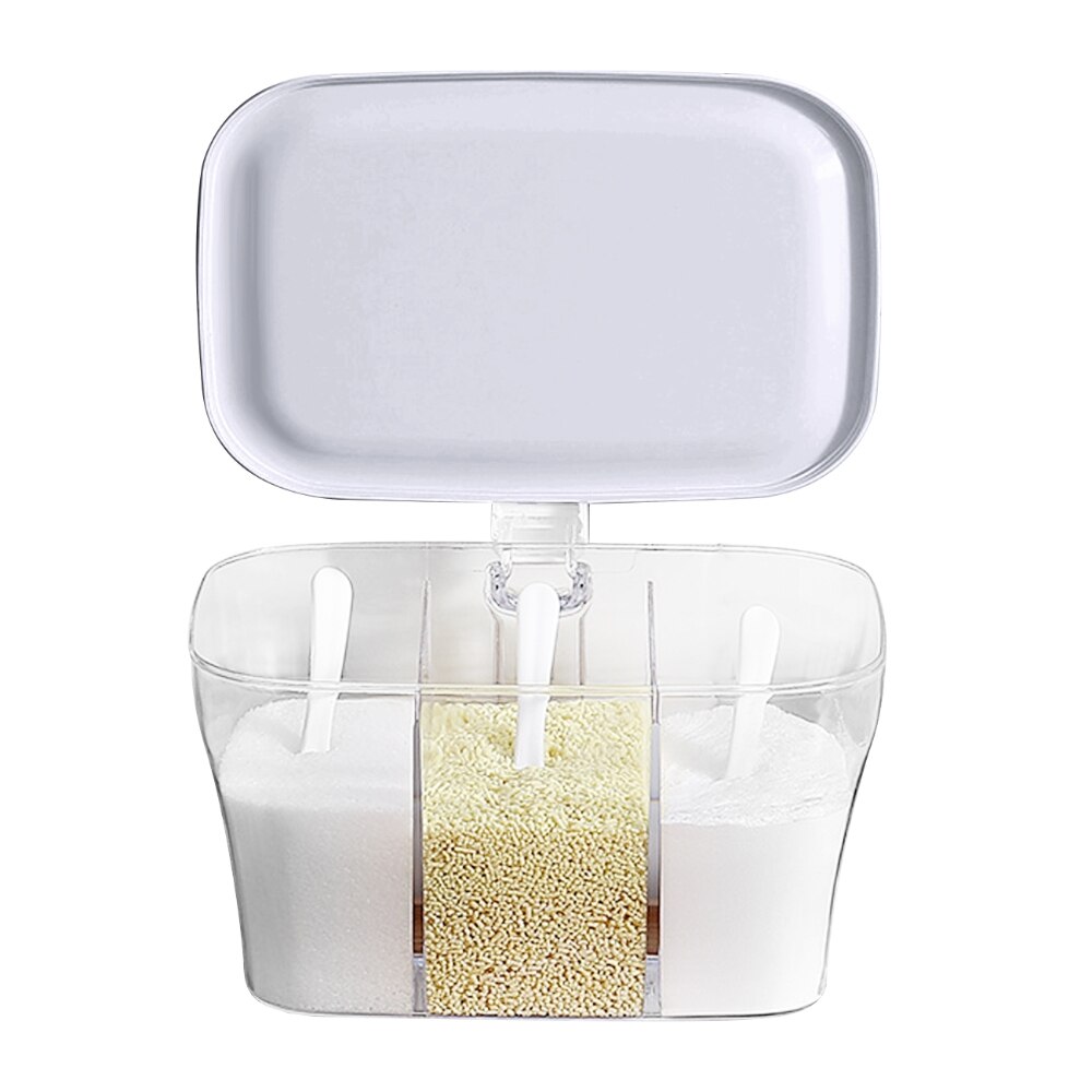 Kitchen Spice Jar Seasoning Box Spice Rack Spice Storage Bottle with Spoon Jars Transparent PP Salt Pepper Spice Sugar Box Tool