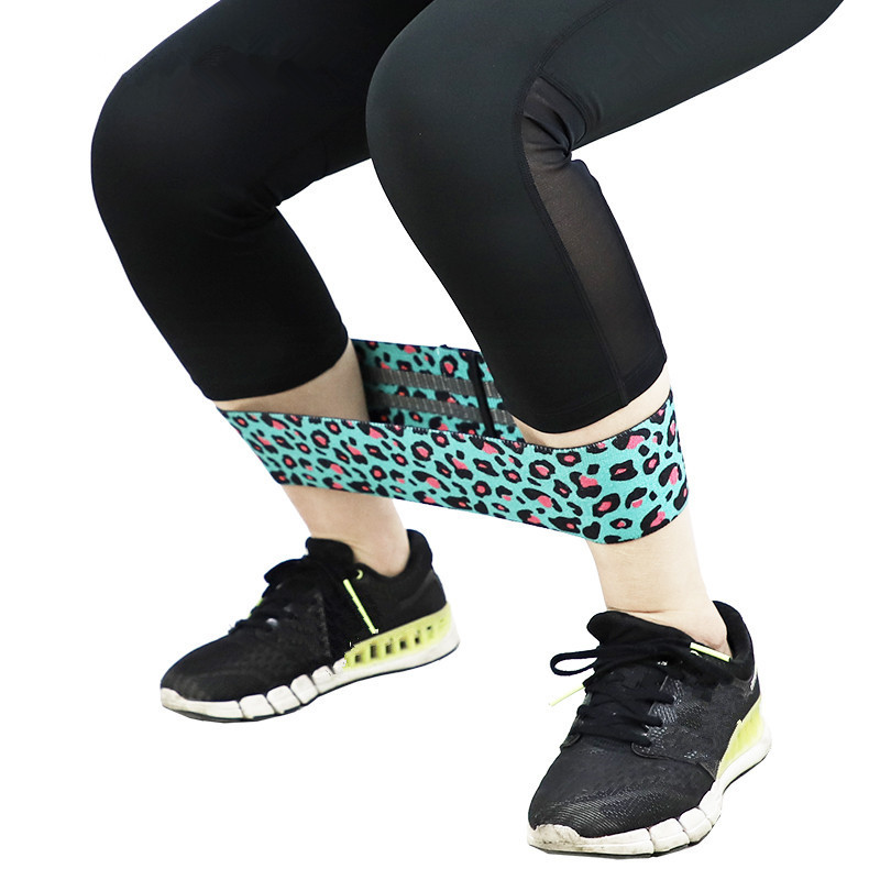 Unisex leopard print yoga squat cirkel løfte hofter modstandsbånd elastisk træning fitnessudstyr