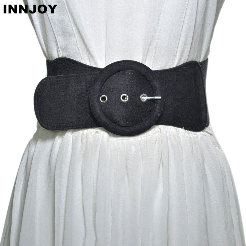 Moda damska zamsz elastyczny pas dół kurtki szeroki pas dobre dopasowanie elegancka sukienka ze sprzączką pas klamra miękki pas