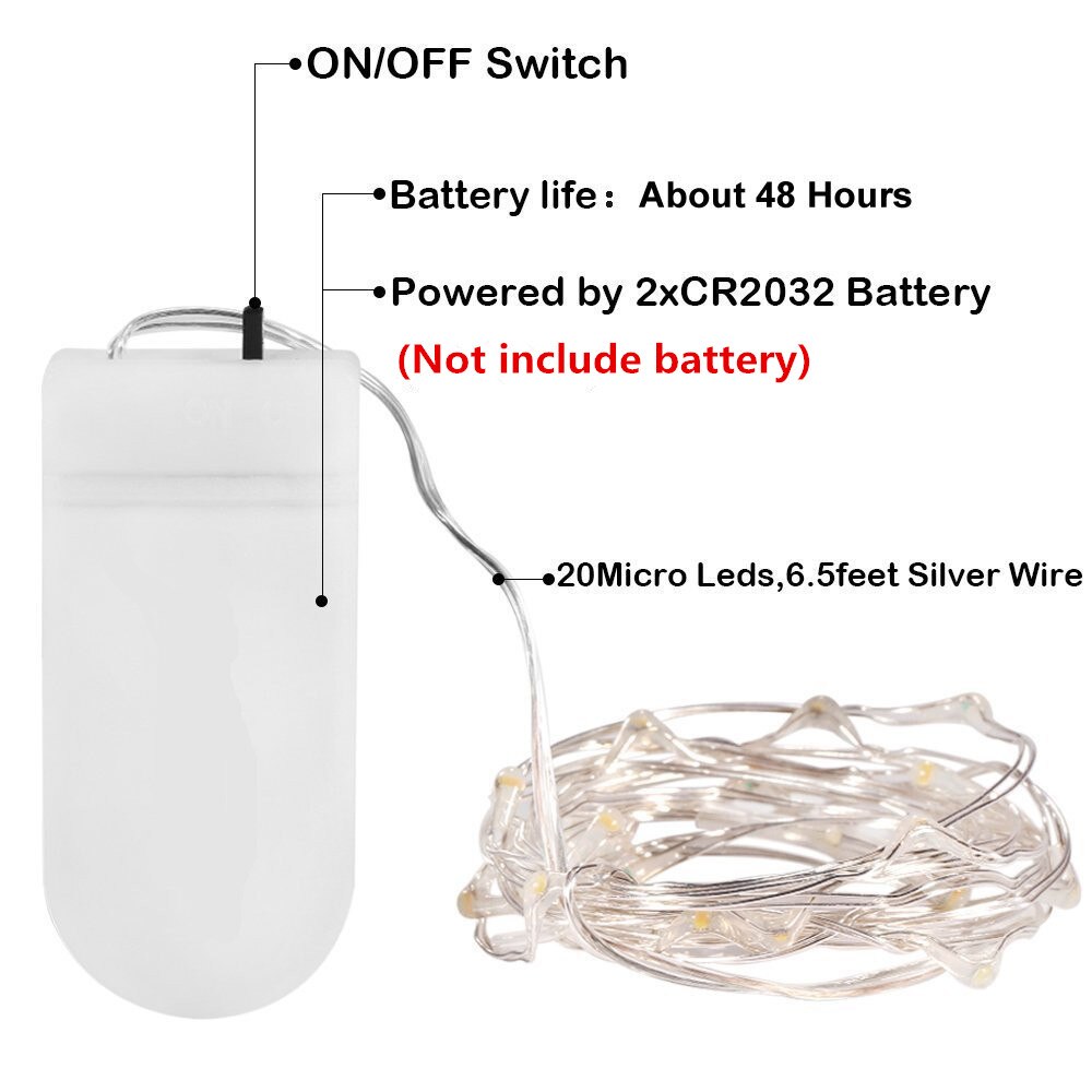 Led Strings Led Fairy Lights CR2032 Button Battery Operated 7ft/2M 20LED Koperen Licht Voor Xmas Bruiloft Decoratie