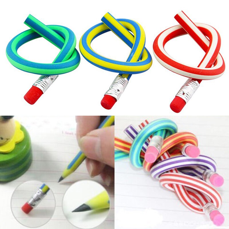 10 Stuks Buigbare Potlood Baby Kids Meisjes Jongens Kleurrijke Magic Bendy Flexibele Zacht Potlood Met Gum Kerst Verjaardag Schrijven