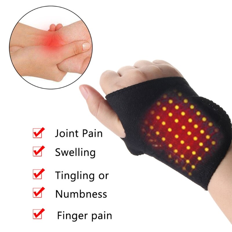 Magnetic Therapy Self-Heating Wrist Support Brace Wrap Heated Hand Warmer Compression Pain Relief Wristband Belt M17